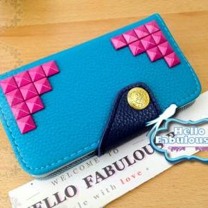 Iphone 5 Case Handmade Studded Iphone Case Wallet..