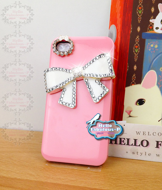 Personalized Phone 4 Case Studded Iphone 4 Case Studded Plastic Cell Phone Case Cover Bow Iphone Cover